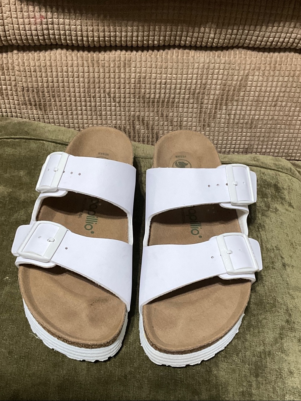 Papillio White Double-Buckle Platform Slide Sandals - Picture 9 of 12